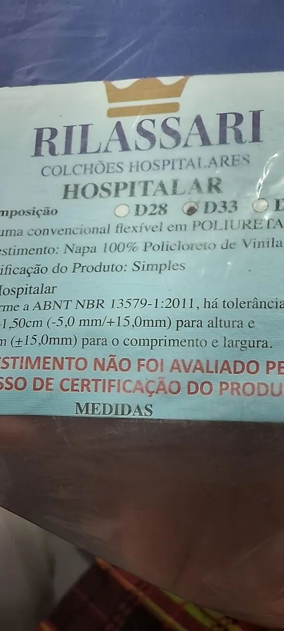 Colchão hospitalar capa azul com zíper. - Foto 2
