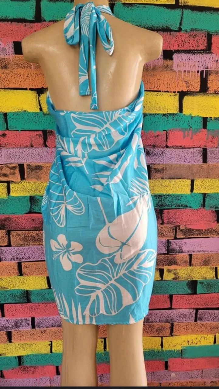 saída de praia envelope estampada azul  único - Foto 2