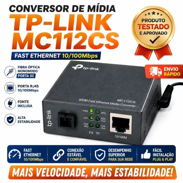 Conversor TP-Link MC112CS com fonte 