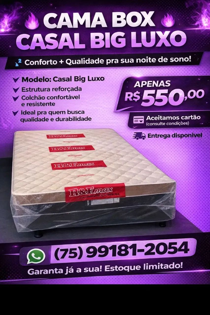 Cama Box casal big luxo.