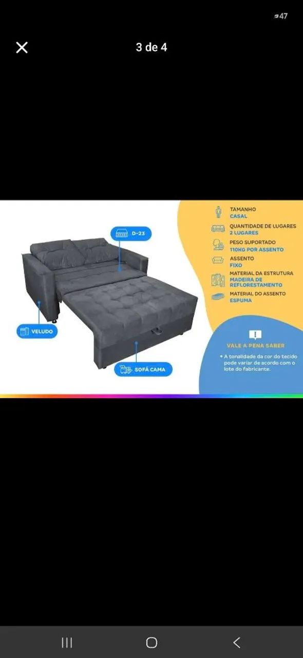 Sofa cama 2 lugares - Foto 3