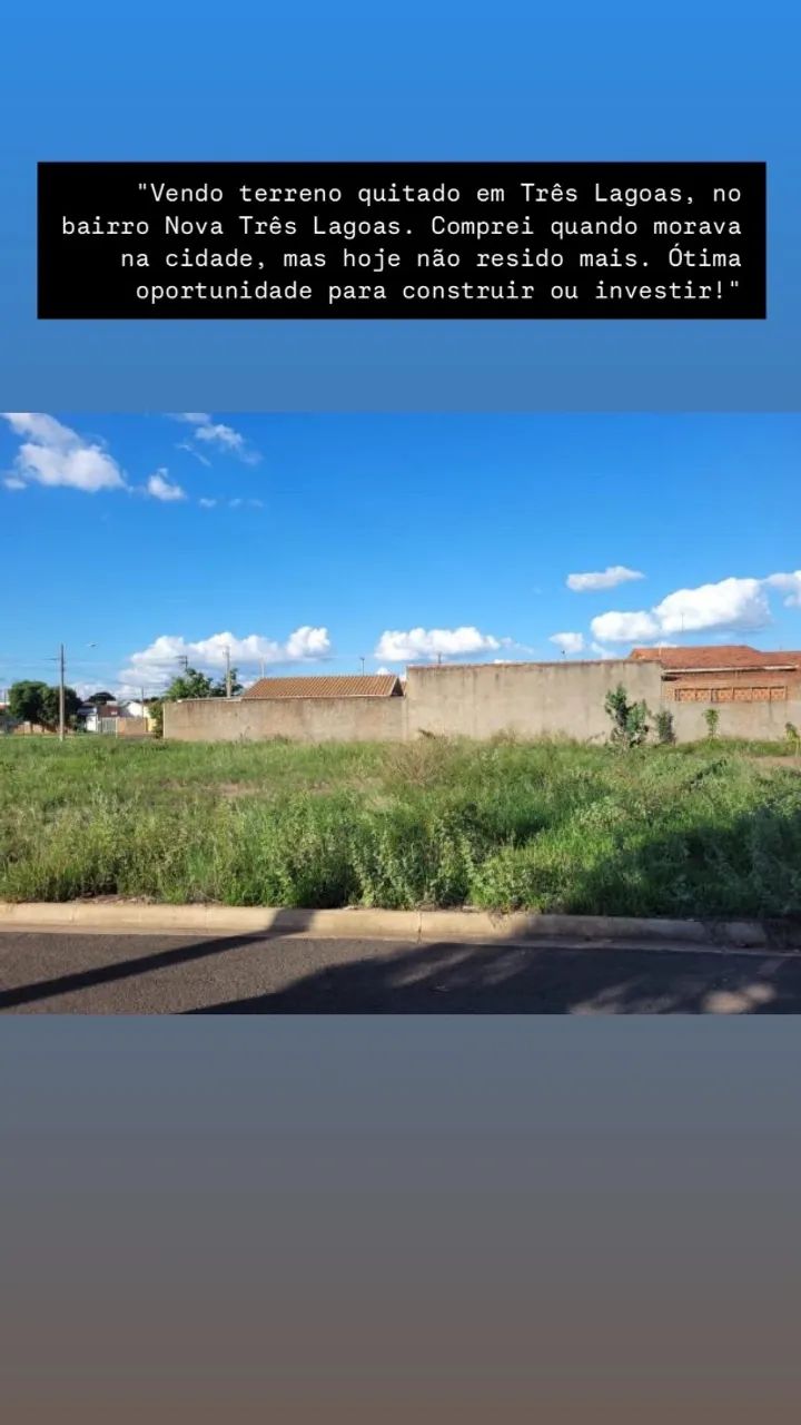 Terreno em três lágoa 12m