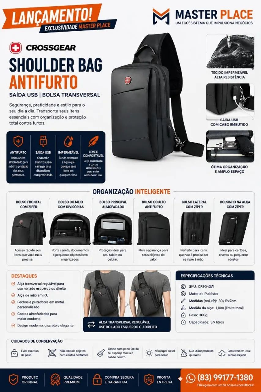 Shoulder Bag Crossgear Antifurto Original