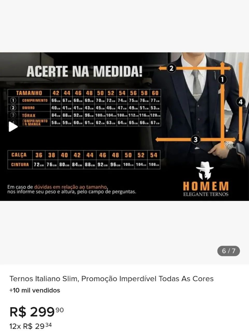 Vendo terno slim TAM 60 e calça TAM 54  - Foto 4