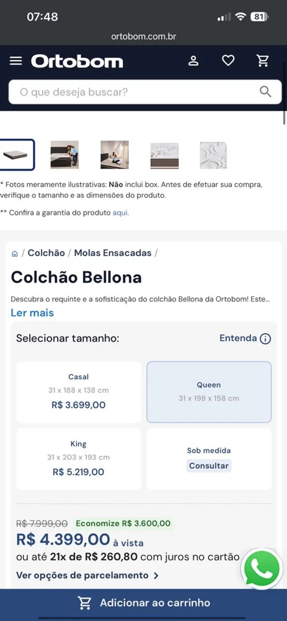 Colchão Queen Bellona Ortobom Novo - Foto 3