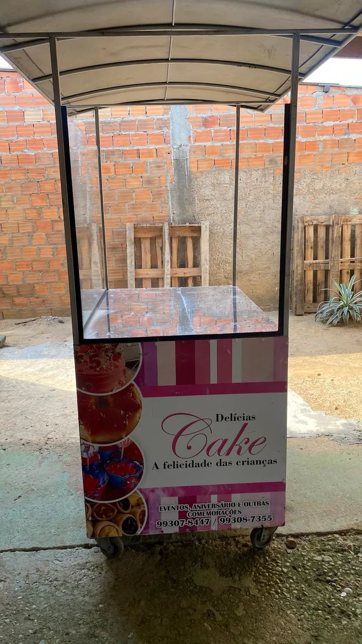 CARRINHO PARA VENDAS DE DOCES E ALIMENTOS - COMPLETO COM COBERTURA E VIDROS | R$ 2.400