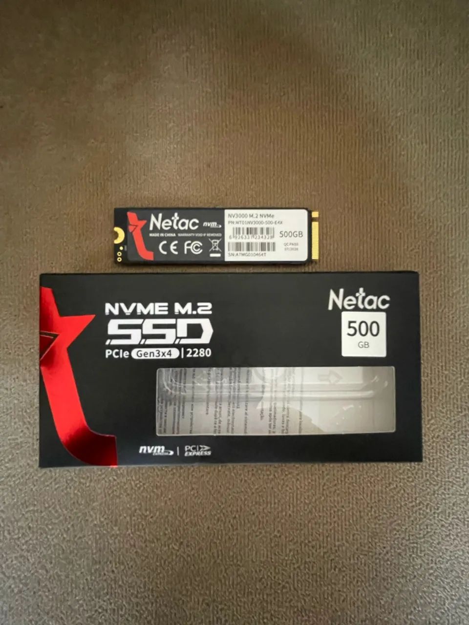 SSD NVMe Netac 500GB M.2 PCIe Gen3x4 - Caixa original