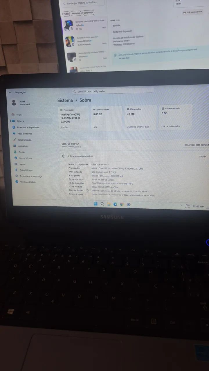 NOTEBOOK SAMSUNG NP 300E4C-AD2BR CORE I3 2ª GERAÇÃO - Foto 3