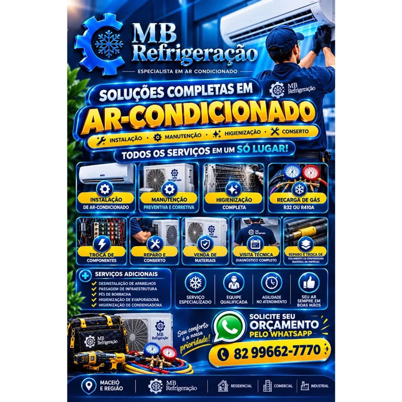Serviços de ar-condicionado em geral 