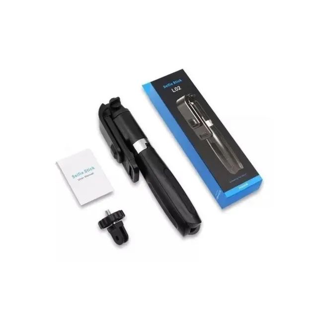 Bastão De Selfie Stick L02 Com Bluetooth E Tambem Tripe mesa C/ Controle Bluetooth Retráti - Foto 2