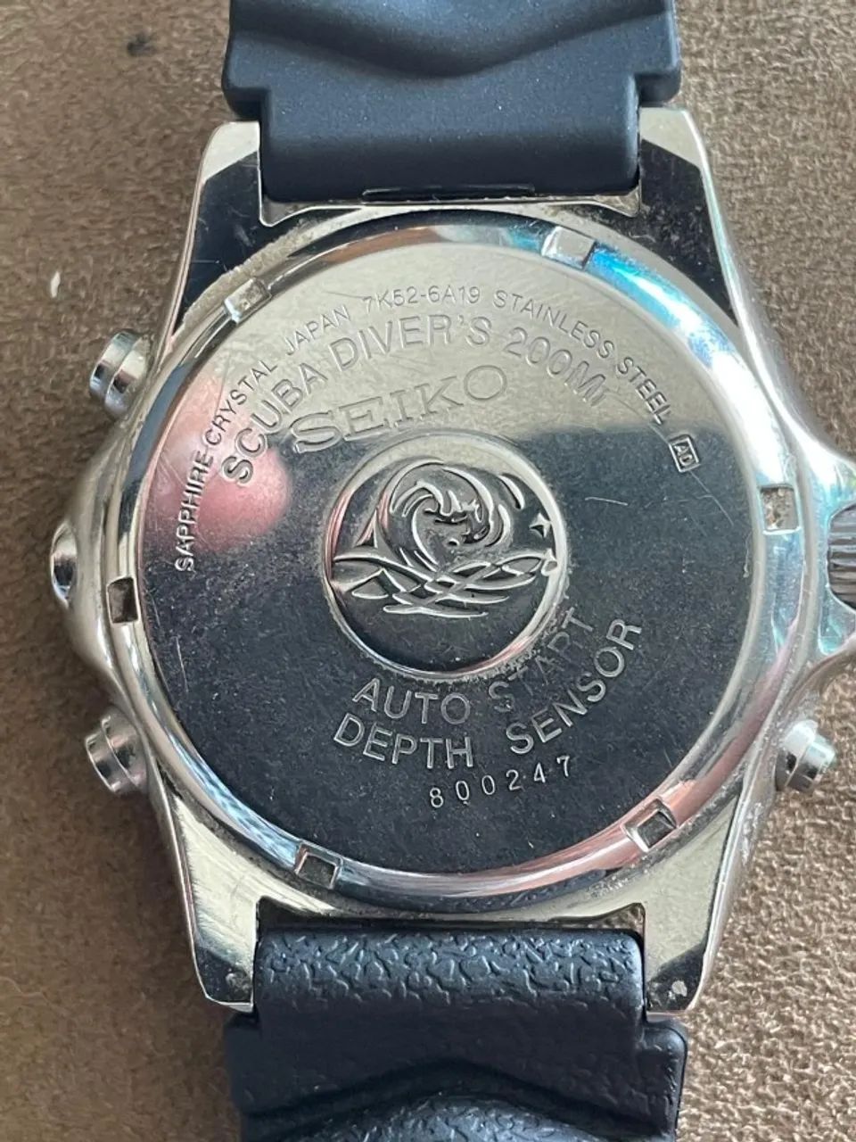 relógio seiko scuba divers 200m depth sensor 7k52 6a19 auto start safira - bem raro!  - Foto 4
