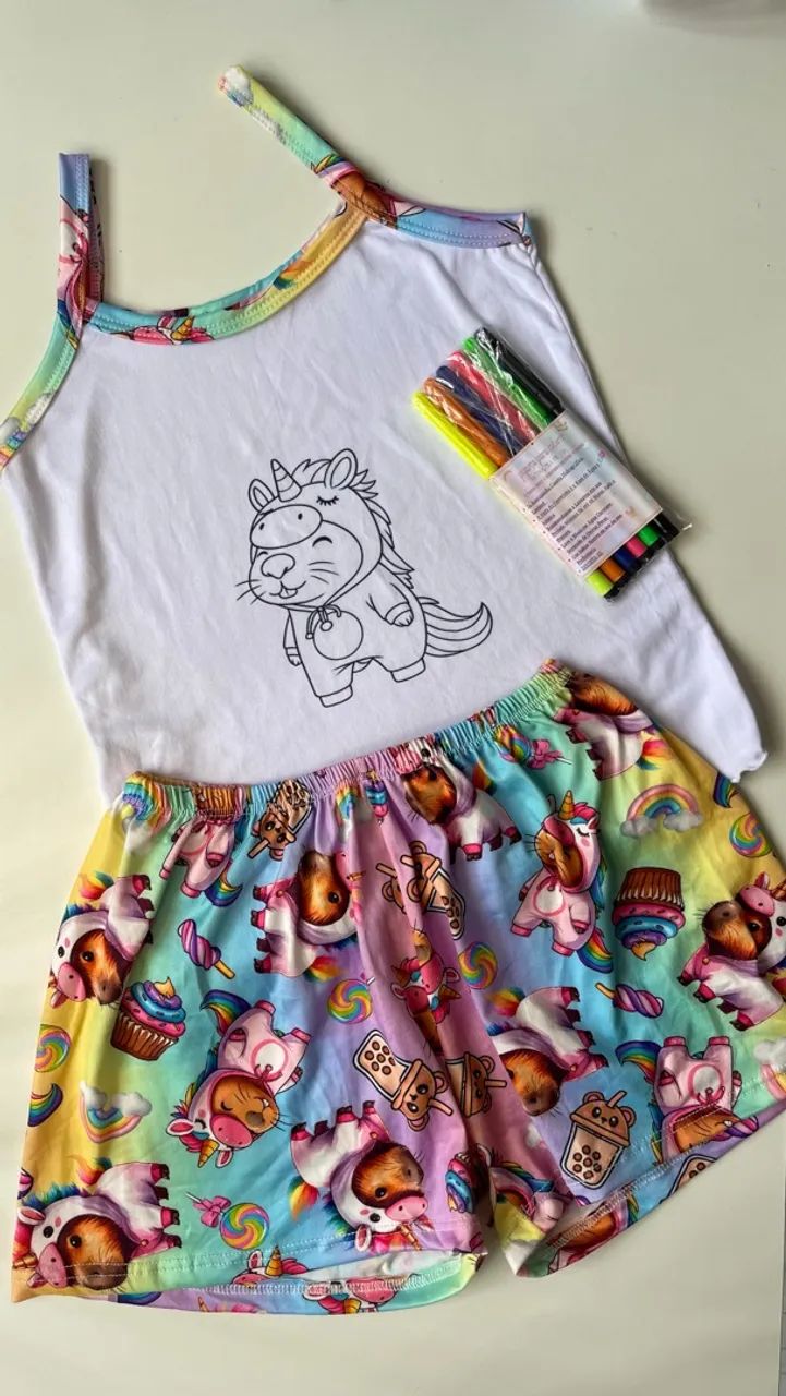Pijama infantil para colorir 