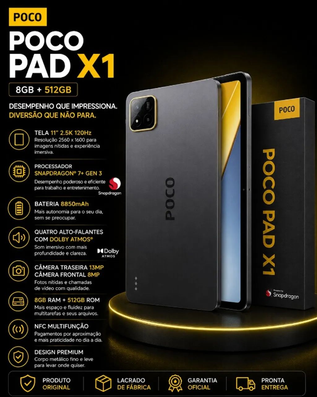 POCO Pad X1 8GB 512GB Com Tela 11.2