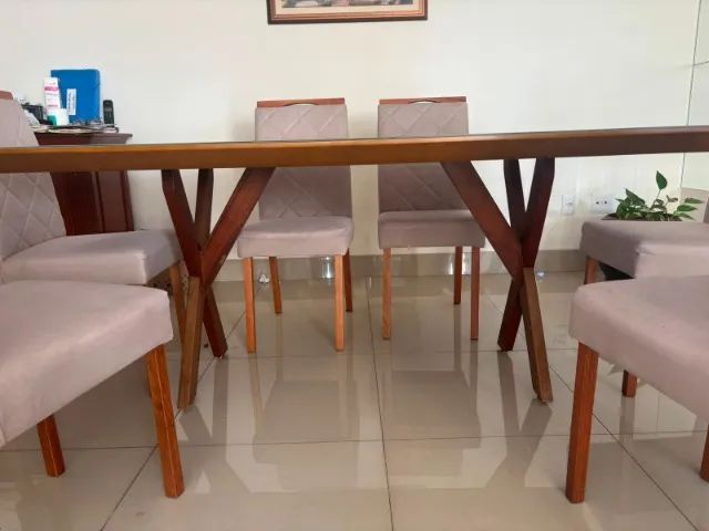 Mesa de Jantar 6 Lugares Com cadeiras - Foto 2