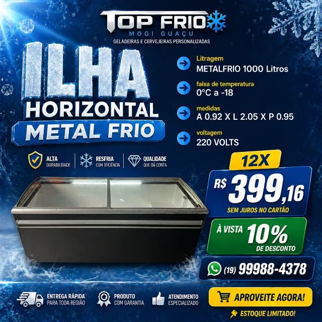 ILHA HORIZONTAL METALFRIO 1000 LITROS - Geladeiras e Freezers