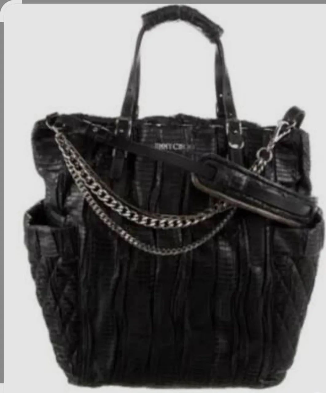 BOLSA TOTE JIMMY CHOO PYTHON PELE DE COBRA PRETA