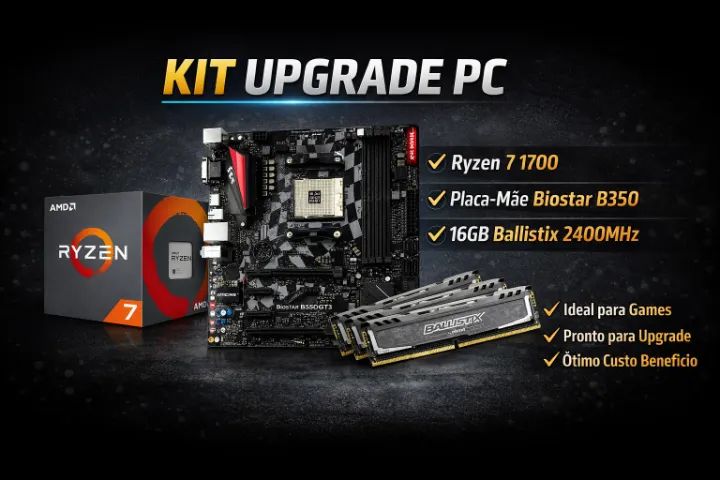 Kit Upgrade Amd Ryzen 7 1700, B350 GT3 Racing, Ballistix 16gb 2400Mhz (4x4gb) - Foto 6