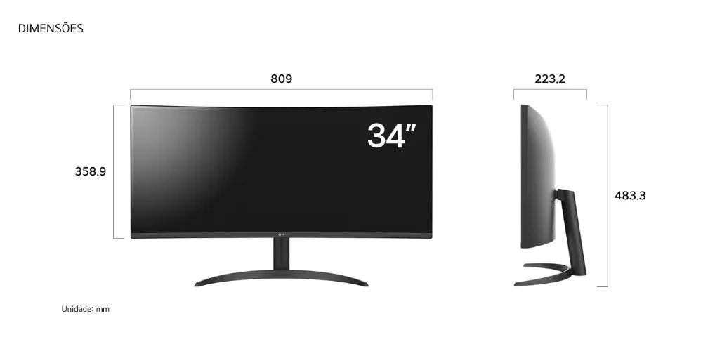Monitor LG UltraWide Curvo 34 Polegadas 3440 x 1440 - 21:9 e Suporte Articulado - Foto 4