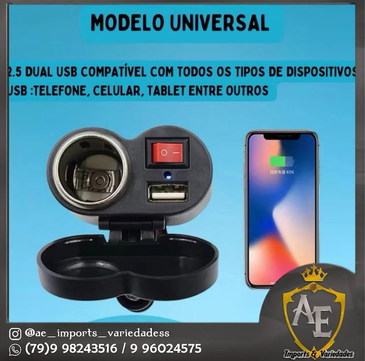 Carregador de celular para moto