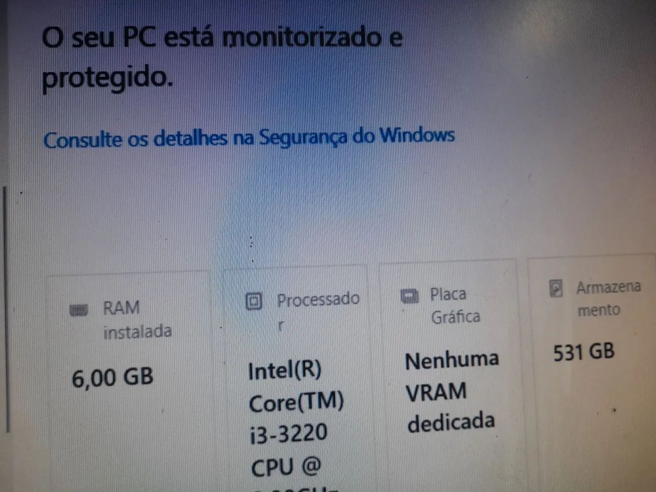 PC completo Intel core i3 3220 memória ddr3