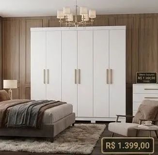 Guarda roupa andara branco 6 portas 1399,00  - Foto 4