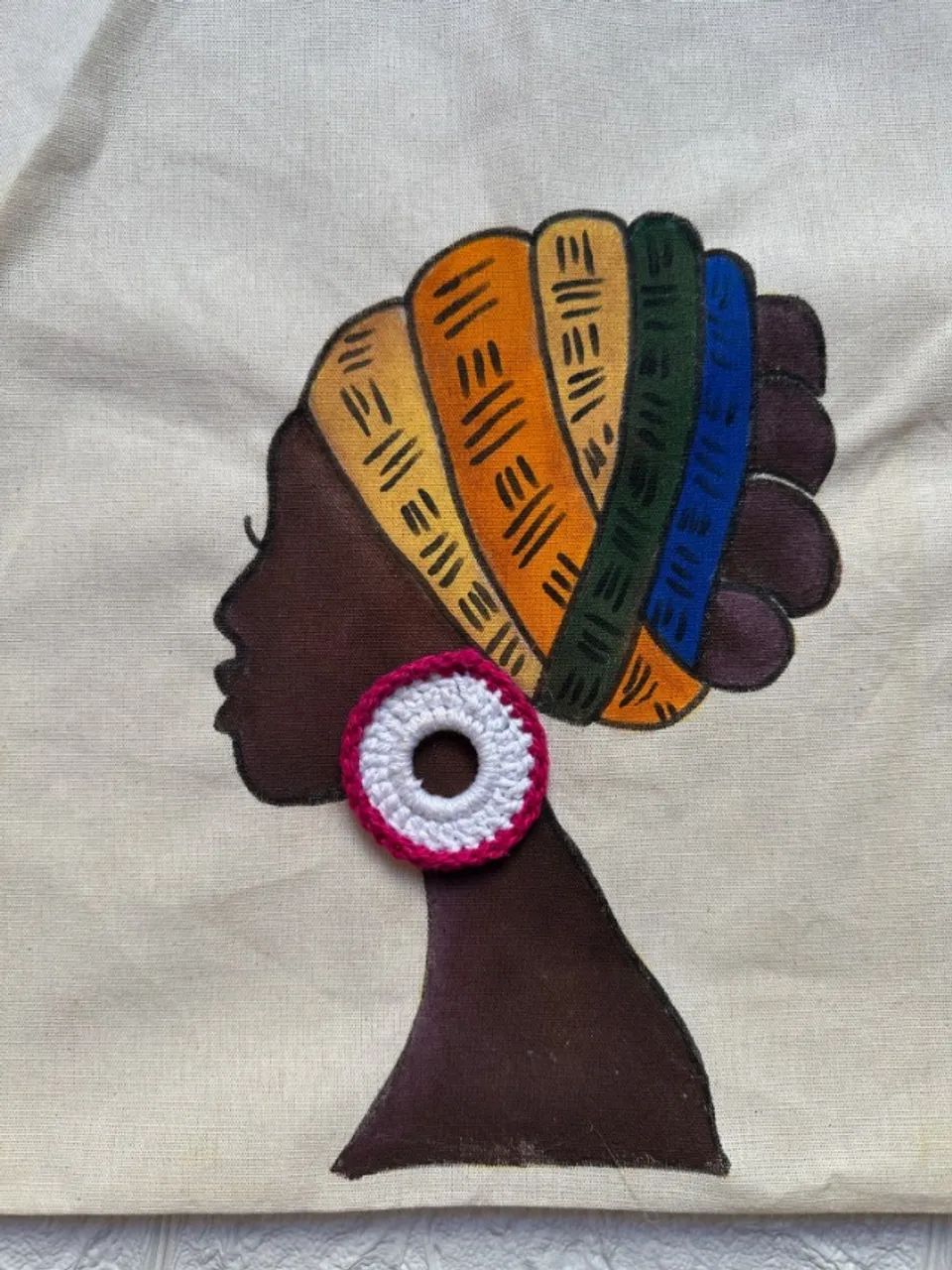 Ecobag Afro com Brinco em Crochê - Foto 3