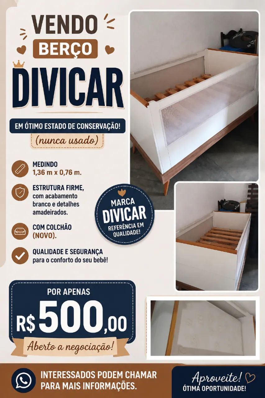 Berço impecável com colchão.