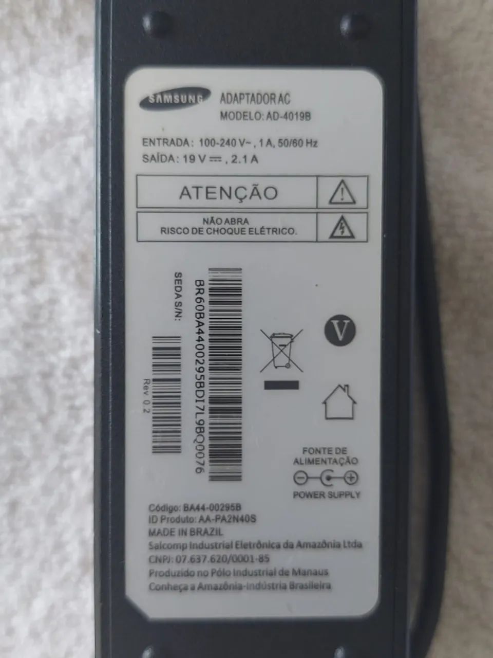 Fonte Notebook Samsung Original Bico Agulha - Foto 2