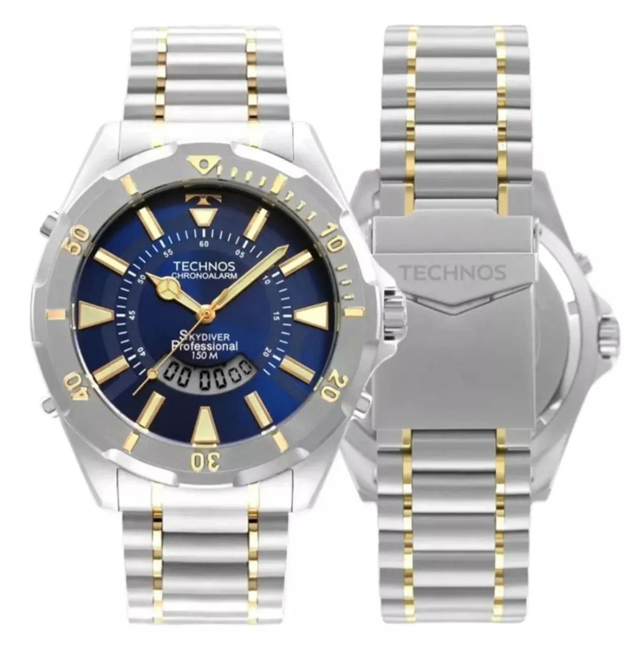 Relógio Technos Masculino Skydiver Anadigi Prata WT2050AB/1A