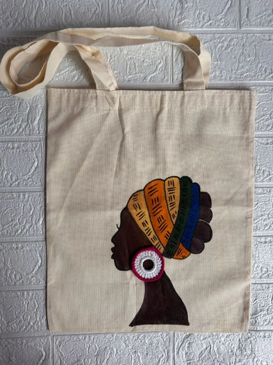 Ecobag Afro com Brinco em Crochê - Foto 2
