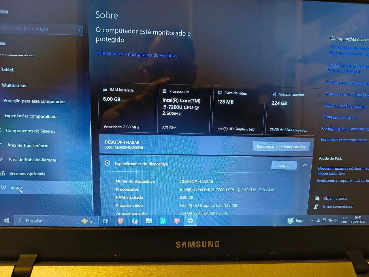 Notebook Samsung i5 8GB de Ram SSD 256GB - Foto 2