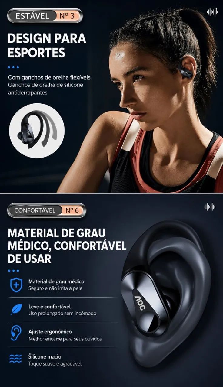 Fones bluetooth sem fio AOC - Foto 5