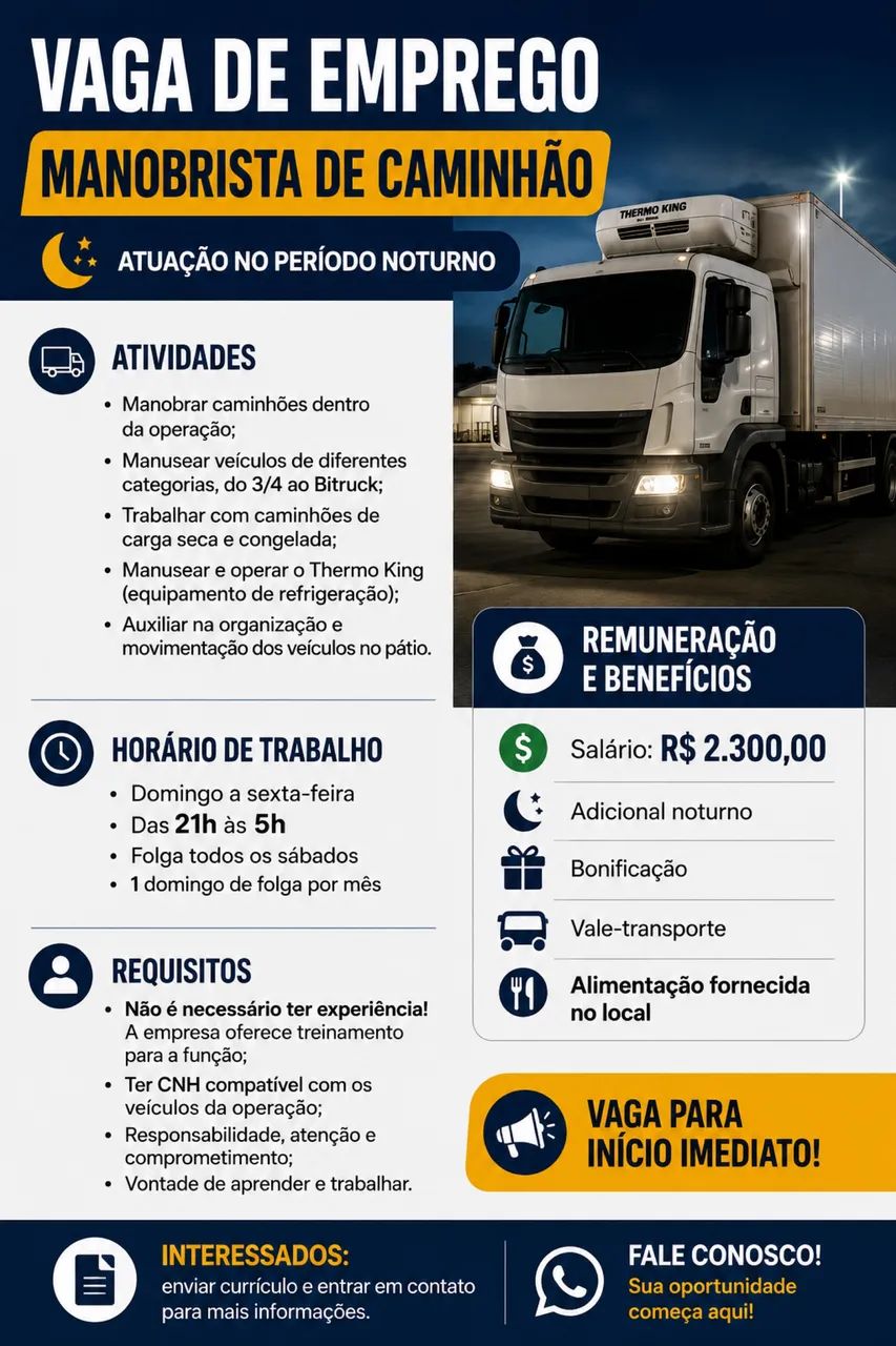 Vaga de emprego manobrista 