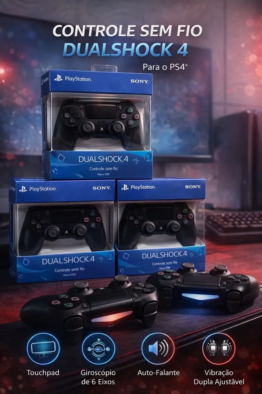Controle Sem Fio DualShock 4 para PS4 e PC - Bluetooth com Touchpad [Lacrado]