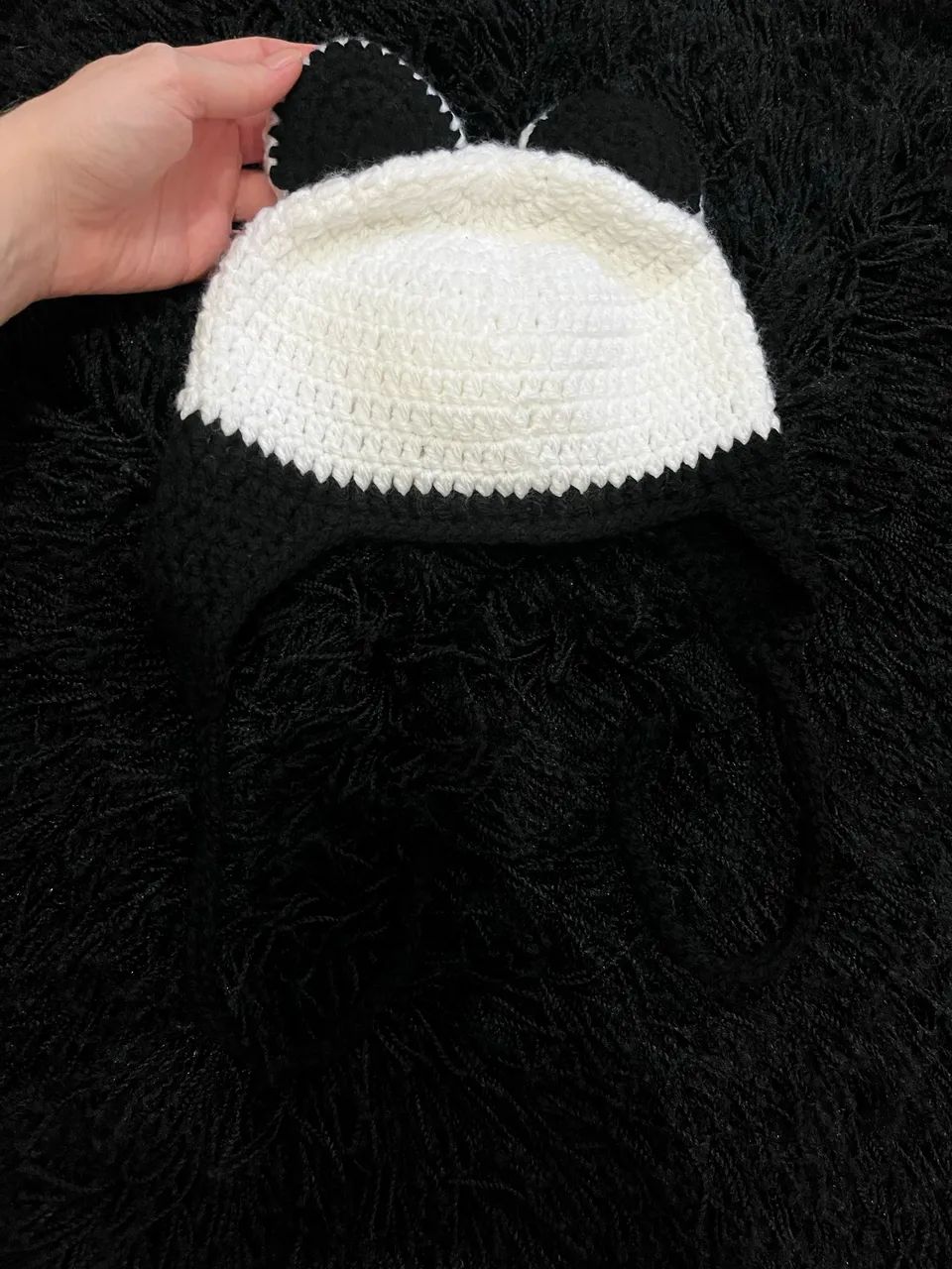 Gorro Panda em Crochê Lã Touca Infantil Gorrinho - Foto 4