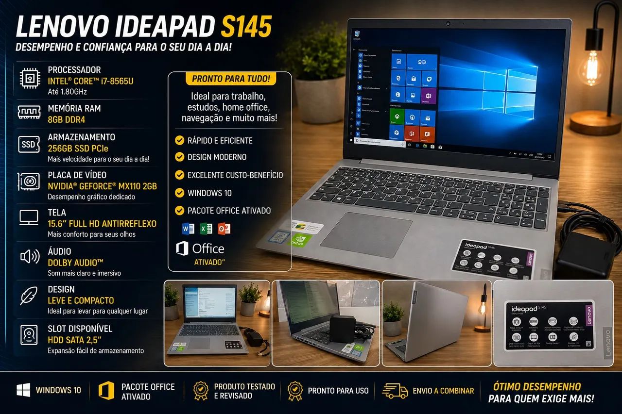 Notebook i7 8° Geração. / SSD NVME 256GB / DDR 4 8GB - Notebooks