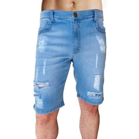 Bermuda Jeans Masculina Rasgado Destroyed Com Elastano S07 Vcstilo - Foto 2