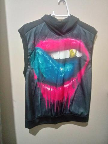 Camiseta regata com capuz, Roling Stones, tam M