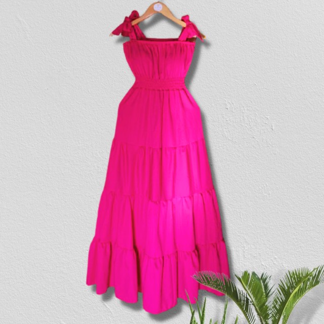 Vestido Festa longo pink- Frete Grátis para Fortaleza