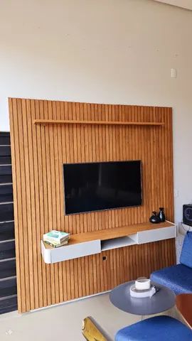 Painel Ripado Em MDF 2,27m de largura x 2,50m de Altura Com Nicho - Bordinhon Móveis - Foto 4