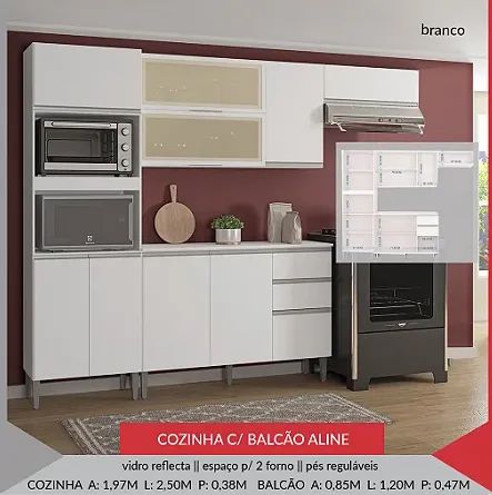 Armario de Cozinha Aline C balcao