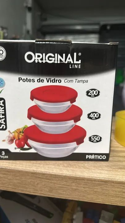 Pote de vidro 3 em 1 