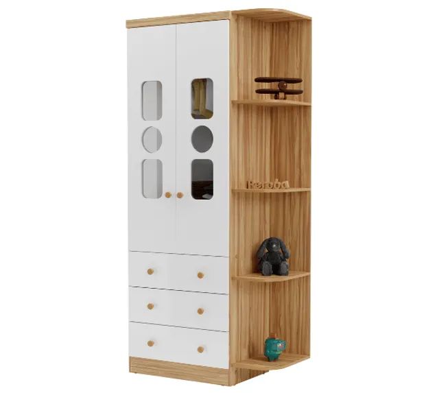 Roupeiro 2 Portas Tedy com Prateleira, 100% MDF - Peroba - Foto 2