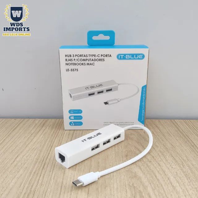 Hub Adaptador Tipo-C 3 Portas Usb + Rj45 - It-Blue
