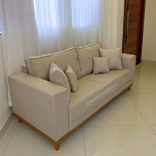 Sofá Benny Living 1,80m 3 Lugares em Linho Bege - Foto 2