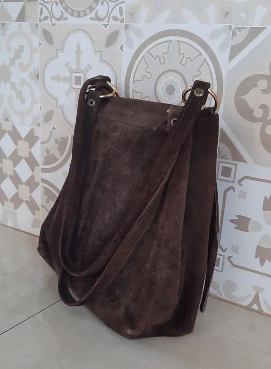 Desapego Bolsa Camurça Couro Feminina - Foto 4