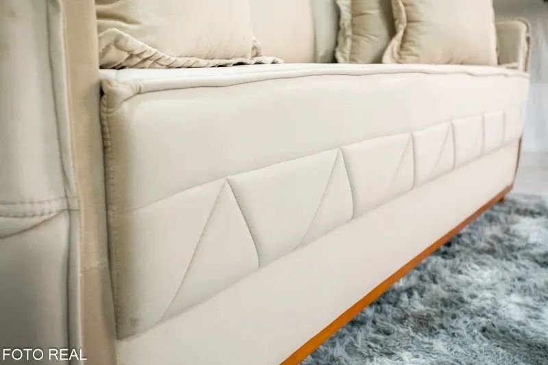 Sofá Bélgica Bege Veludo com Molas Bonnel 2.00m - Entrega Rápida e Frete Grátis!  - Foto 5