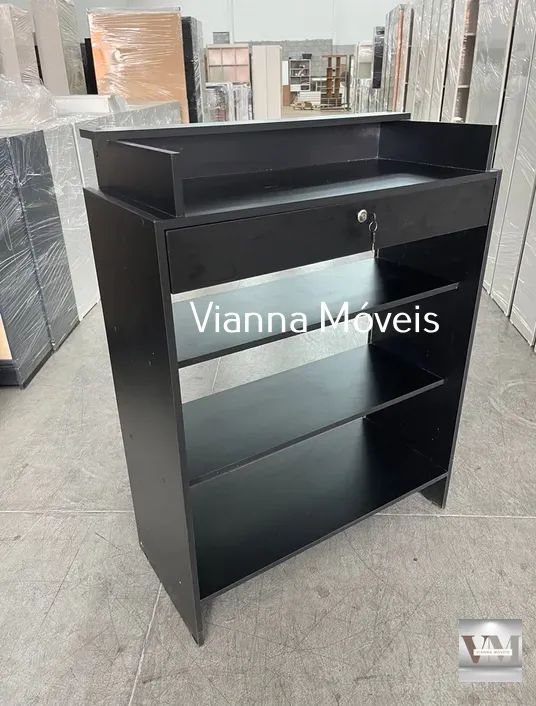 Balcão Caixa Vitrine + 4 Balcões Vitrine - MDF Preto  - Foto 3