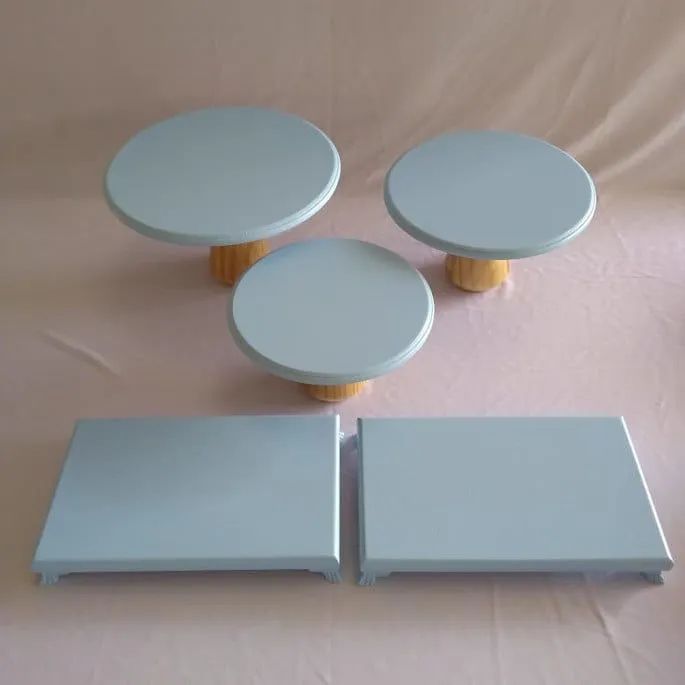 Kit Festa mdf Boleira Cogumelo Suporte Doce + 2 Bandejas