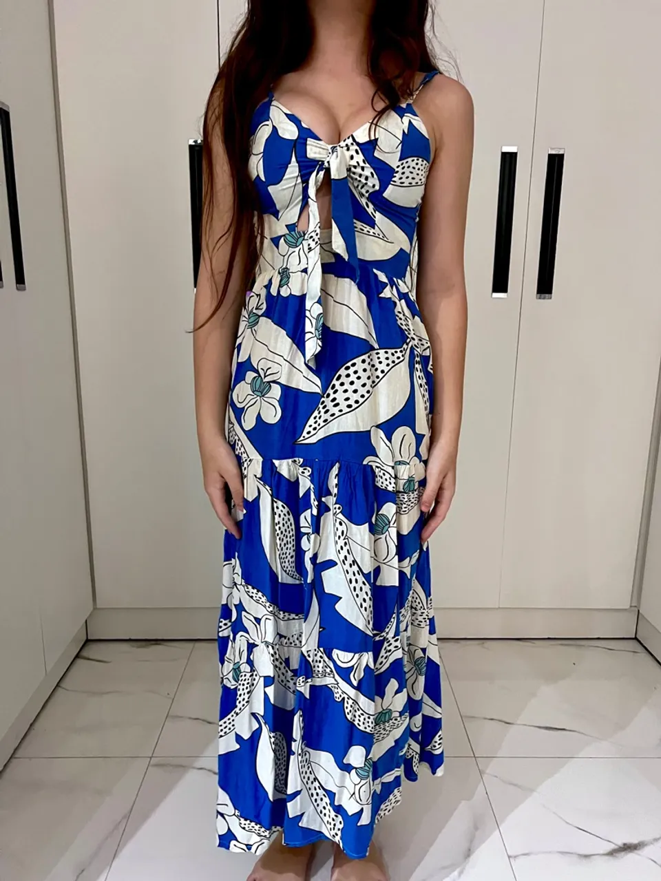 Vestido Infantil Estampado Azul Floral